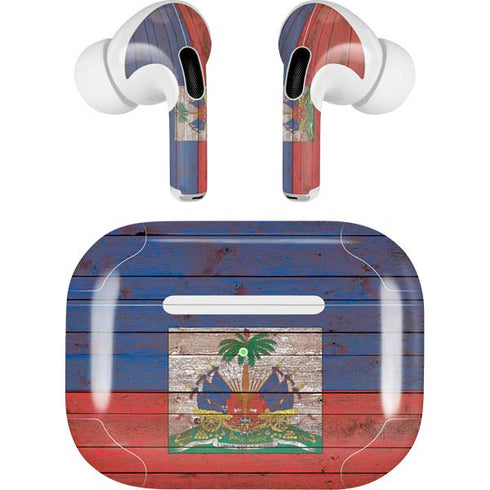 Haiti Flag Dark Wood AirPods Pro 2nd Gen Skin