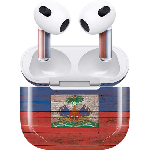 Haiti Flag Dark Wood Apple AirPods (3rd Gen 2021) Skin