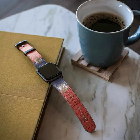 Haiti Flag Dark Wood Apple Watch Band 38-40mm