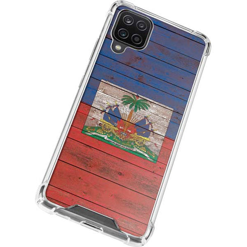 Haiti Flag Dark Wood Galaxy A12 Clear Case