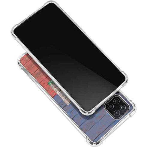 Haiti Flag Dark Wood Galaxy A12 Clear Case