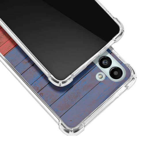 Haiti Flag Dark Wood Galaxy A13 5G Clear Case