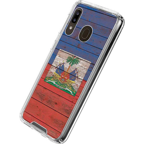 Haiti Flag Dark Wood Galaxy A30 Clear Case