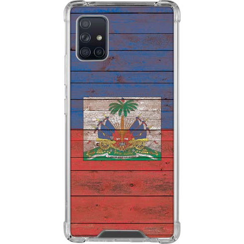 Haiti Flag Dark Wood Galaxy A51 5G Clear Case