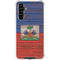 Haiti Flag Dark Wood Galaxy A54 5G Clear Case
