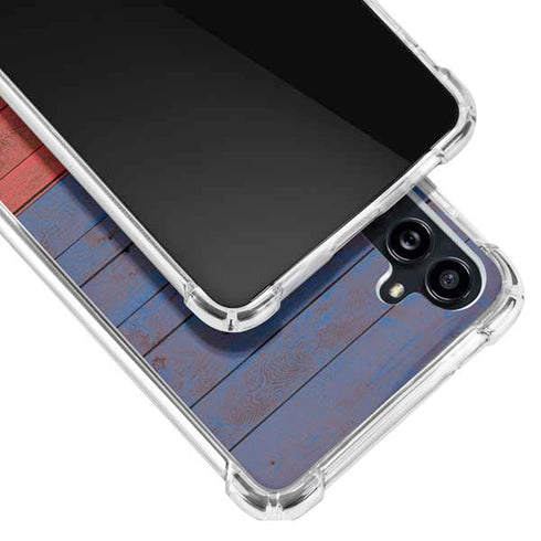 Haiti Flag Dark Wood Galaxy A54 5G Clear Case