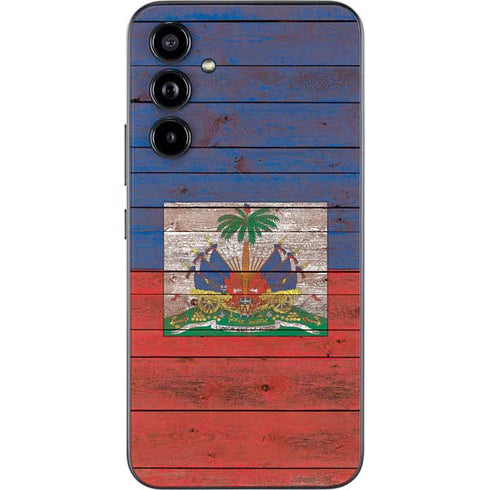 Haiti Flag Dark Wood Galaxy A54 5G Skin