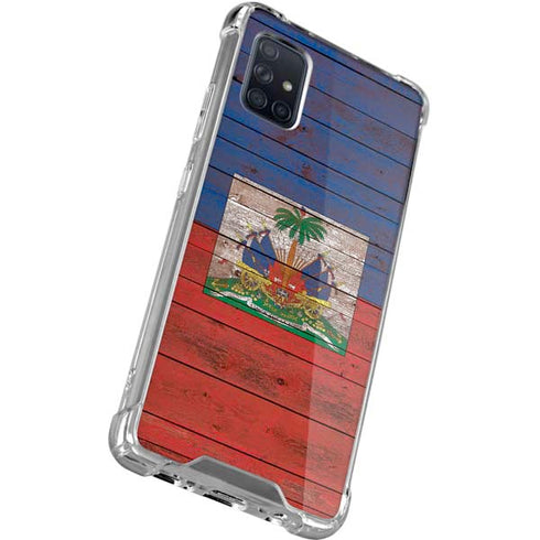 Haiti Flag Dark Wood Galaxy A71 5G Clear Case