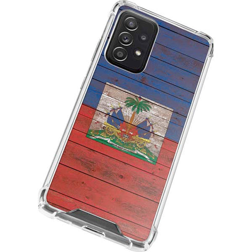 Haiti Flag Dark Wood Galaxy A72 5G Clear Case