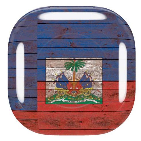 Haiti Flag Dark Wood Galaxy Buds Live Skin