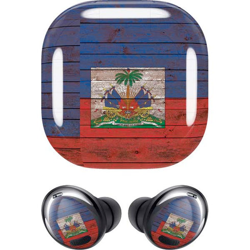Haiti Flag Dark Wood Galaxy Buds Pro Skin