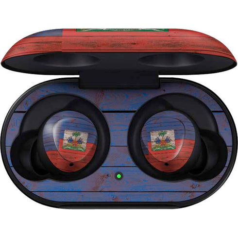 Haiti Flag Dark Wood Galaxy Buds Skin