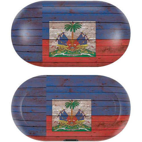 Haiti Flag Dark Wood Galaxy Buds Skin