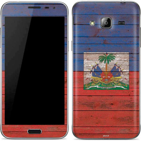 Haiti Flag Dark Wood Galaxy J3 Skin