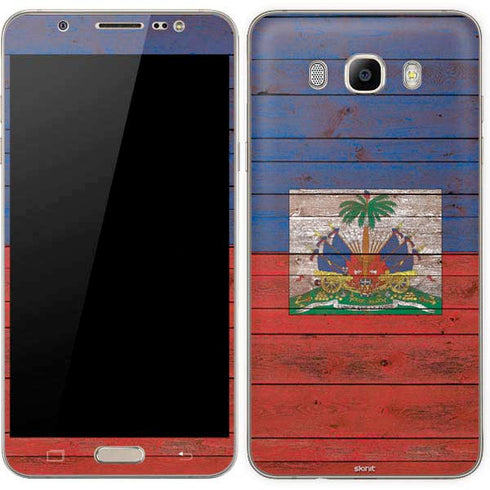 Haiti Flag Dark Wood Galaxy J7 Skin