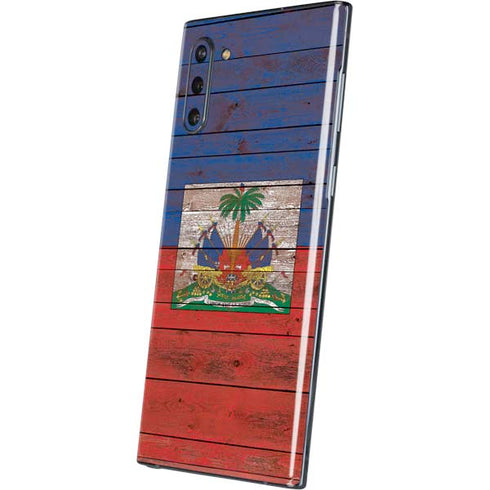 Haiti Flag Dark Wood Galaxy Note 10 Skin