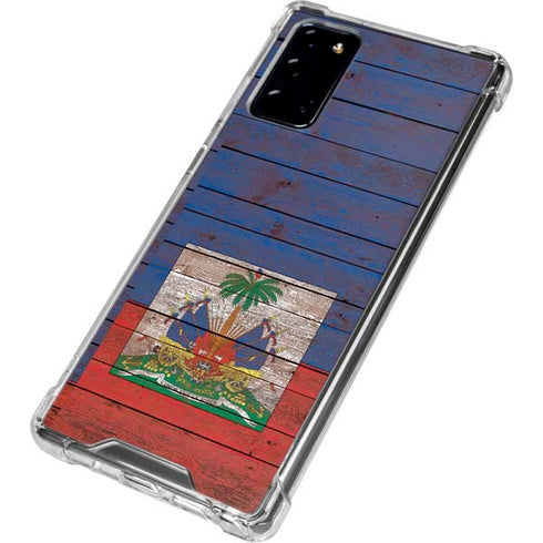 Haiti Flag Dark Wood Galaxy Note20 5G Clear Case