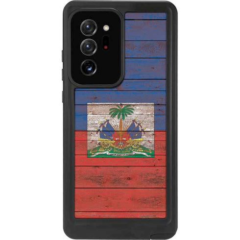 Haiti Flag Dark Wood Galaxy Note20 Ultra 5G Waterproof Case