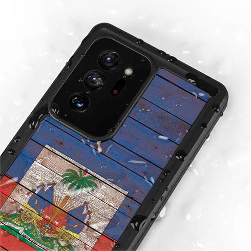 Haiti Flag Dark Wood Galaxy Note20 Ultra 5G Waterproof Case