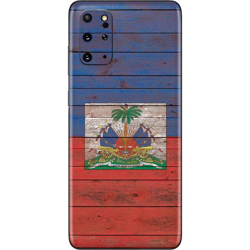 Haiti Flag Dark Wood Galaxy S20 Plus Skin