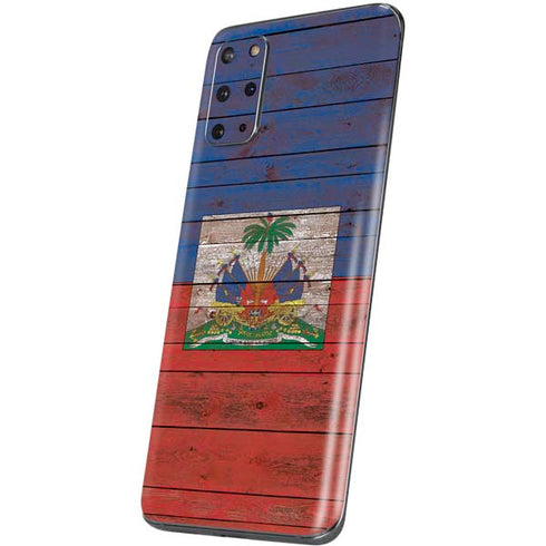 Haiti Flag Dark Wood Galaxy S20 Plus Skin