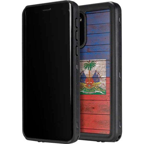 Haiti Flag Dark Wood Galaxy S20 Plus Waterproof Case