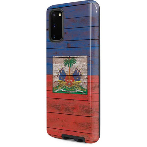Haiti Flag Dark Wood Galaxy S20 Pro Case