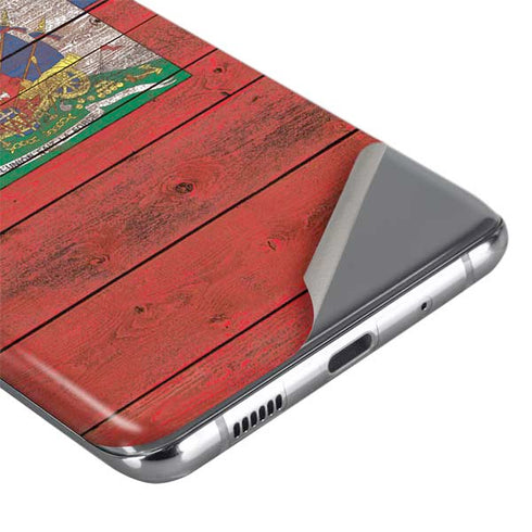Haiti Flag Dark Wood Galaxy S20 Skin