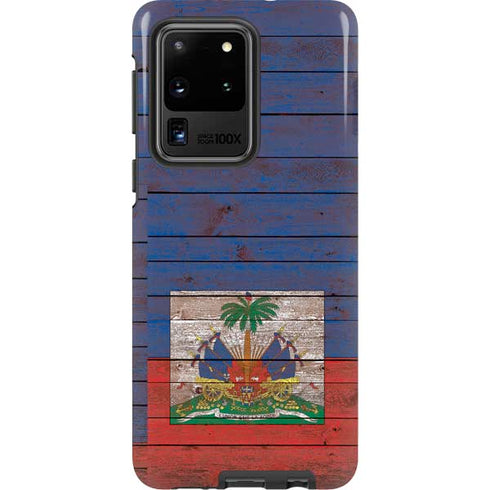 Haiti Flag Dark Wood Galaxy S20 Ultra 5G Pro Case