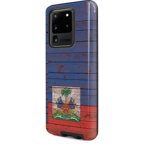 Haiti Flag Dark Wood Galaxy S20 Ultra 5G Pro Case