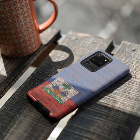 Haiti Flag Dark Wood Galaxy S20 Ultra 5G Pro Case