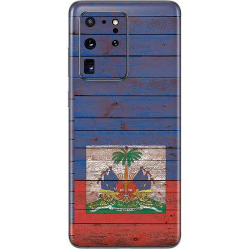 Haiti Flag Dark Wood Galaxy S20 Ultra 5G Skin