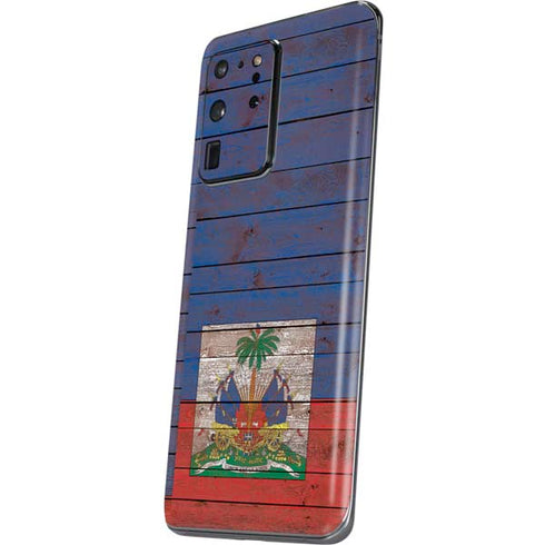 Haiti Flag Dark Wood Galaxy S20 Ultra 5G Skin