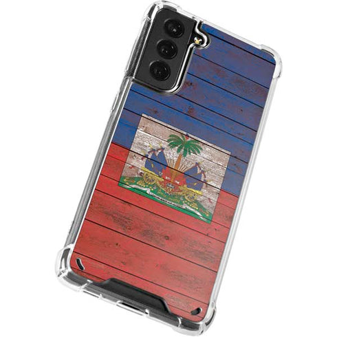Haiti Flag Dark Wood Galaxy S21 5G Clear Case