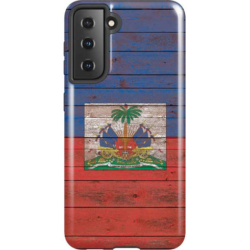 Haiti Flag Dark Wood Galaxy S21 5G Pro Case