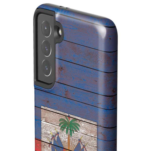 Haiti Flag Dark Wood Galaxy S21 5G Pro Case