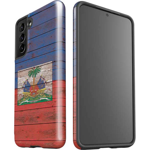 Haiti Flag Dark Wood Galaxy S21 5G Pro Case