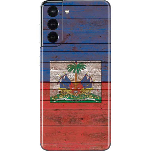 Haiti Flag Dark Wood Galaxy S21 5G Skin