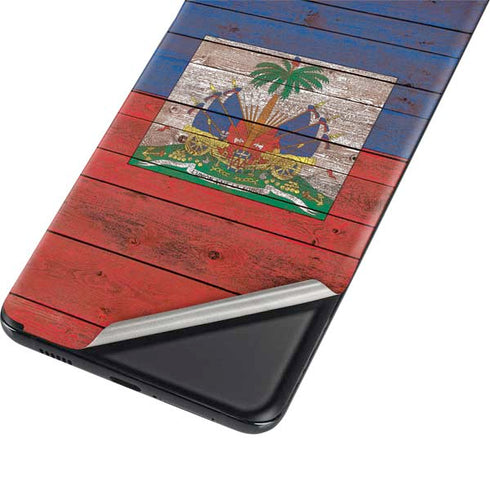Haiti Flag Dark Wood Galaxy S21 5G Skin