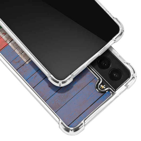 Haiti Flag Dark Wood Galaxy S21 FE Clear Case