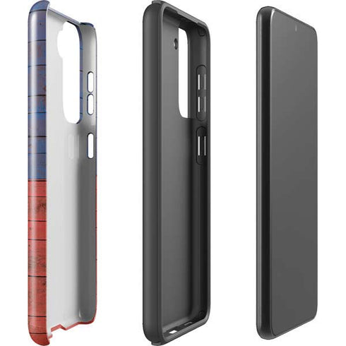 Haiti Flag Dark Wood Galaxy S21 FE Pro Case