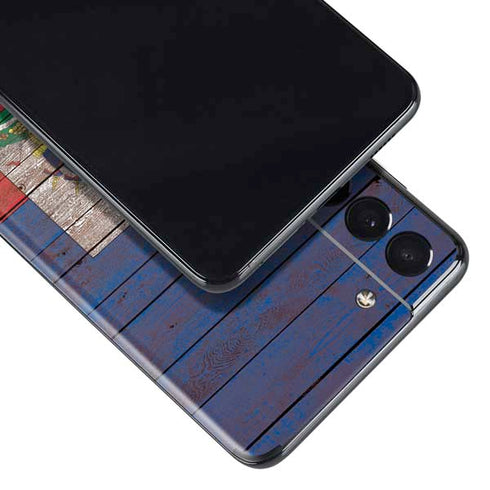 Haiti Flag Dark Wood Galaxy S21 Plus 5G Skin
