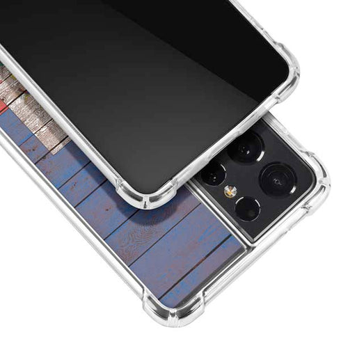 Haiti Flag Dark Wood Galaxy S21 Ultra 5G Clear Case