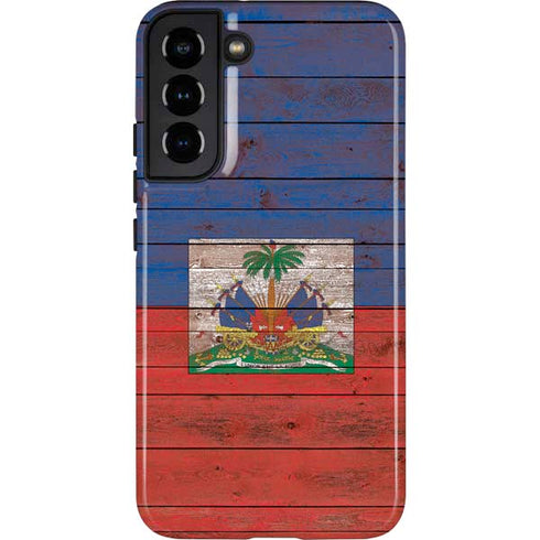 Haiti Flag Dark Wood Galaxy S22 Plus Pro Case