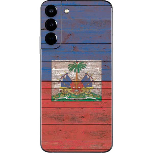 Haiti Flag Dark Wood Galaxy S22 Plus Skin