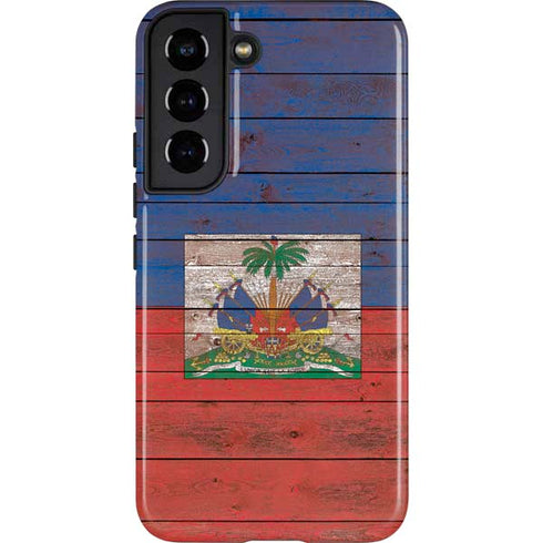 Haiti Flag Dark Wood Galaxy S22 Pro Case