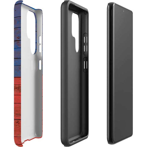 Haiti Flag Dark Wood Galaxy S22 Ultra Pro Case