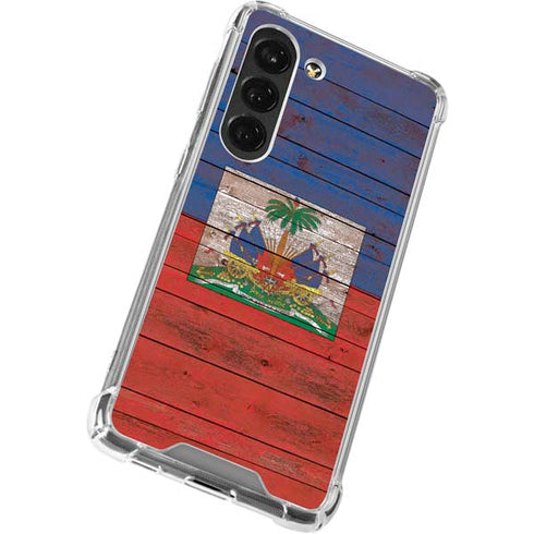 Haiti Flag Dark Wood Galaxy S23 Clear Case