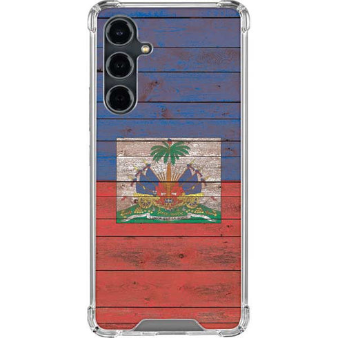 Haiti Flag Dark Wood Galaxy S23 FE Clear Case