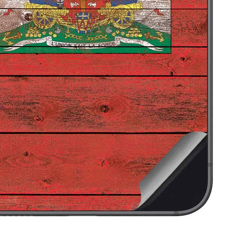 Haiti Flag Dark Wood Galaxy S23 FE Skin